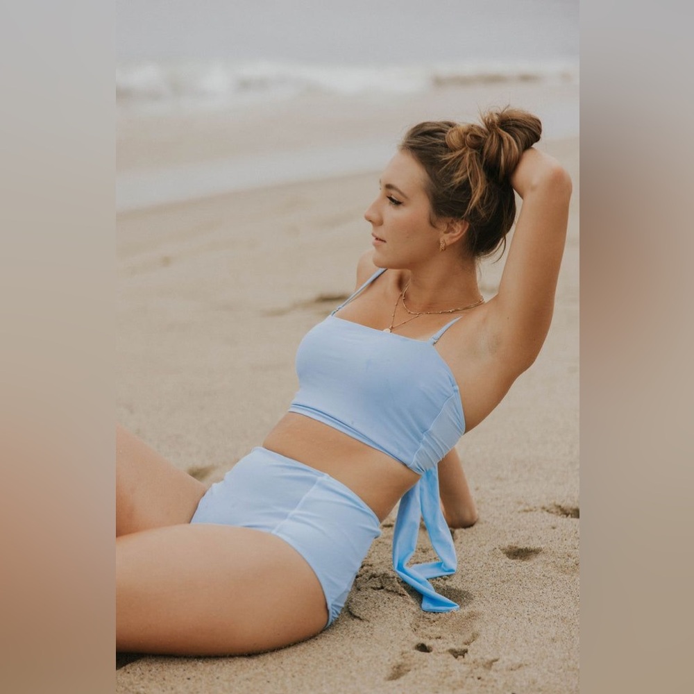 Women’s Light Blue High-Waist Bikini Set - Classic Swim